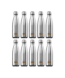 USHA SHRIRAM Insulated Stainless Steel Water Bottle Silver Pack of 10 - 1000 ml Each