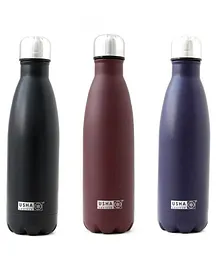 USHA SHRIRAM Insulated Stainless Steel Water Bottle Hot for 18 Hours Cold for 24 Hours Black Maroon & Purple Pack Of 3 - 1000 ml Each