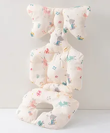 Babyhug Stroller Cushion Dino Print - Cream
