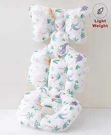Babyhug Stroller Cushion Dino Print - White