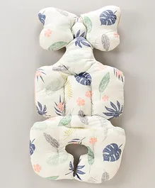 Babyhug Stroller Cushion Leaf Print - White