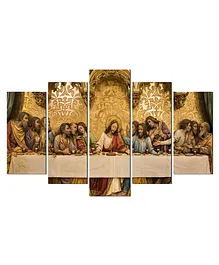WENS Last Supper of Jesus 5 Pieces Laminated Wall Art Panels  -Multicolor