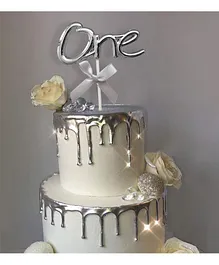 AMFIN One Cake Topper for 1st Birthday Baby - Silver