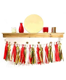 AMFIN Paper Tassels for Decoration White  Red Golden - Pack of 15