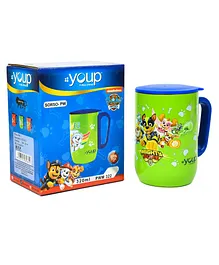 Youp Stainless Steel Green Color Paw Patrol Mighty Pups Kids Insulated Mug with Cap - 320 ml