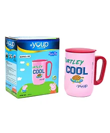Youp Stainless Steel Pink Color Peppa Pig Cool Insulated Mug with Cap - 320 ml