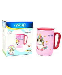 Youp Stainless Steel Pink Color Unicorn Believe in Magic Insulated Mug with Cap - 320 ml