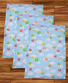 Mittenbooty Diaper Changing Mat Set of 3 with Removable Waterproof Sheet Owl Print- Blue