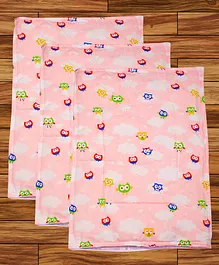 Mittenbooty Diaper Changing Mat Set of 3 with Removable Waterproof Sheet Owl Print- Pink