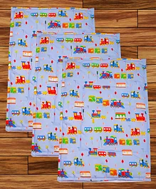 Mittenbooty Diaper Changing Mat Set of 3 with Removable Waterproof Sheet Train Print- Blue