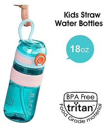 Negicio Straw Lid & Carry Handle Pop Button BPA Free Leak Proof Water Bottle 532 ml (Colour May Vary)