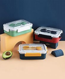 Negocio Bento Stainless Steel 3 Compartment Insulated Lunch Box 750 ml (Colour May Vary)