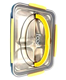 Sanjary Steel Lunch Box With Fork And Spoon - (Colour May Vary)