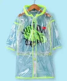 Babyhug Full Sleeves Clear Raincoat Rainy Day Print - White