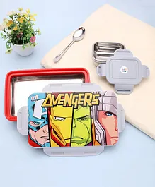 SKI Plastoware Marvel Avengers Rolex Steel Insulated Lunch Box Inner Steel Dabbi - Grey