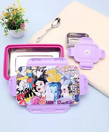 SKI Plastoware Disney Princess Rolex Steel Insulated Lunch Box Inner Steel Dabbi - Purple