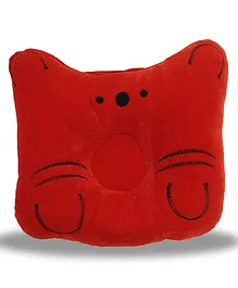 Chinmay Kids Baby Soft Neck Support Pillow for Head Shaping Shape Supporter Cat Face Pillow - Red