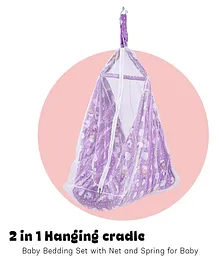 Baybee Hanging Swing Cradle With Metal Window Hanger, Mosquito Net & Spring - Violet