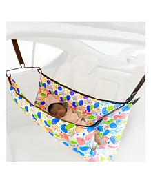 VParents Car Cradle Hammock Portable with Adjustble Belt and Hammock Cloth Hangers - Multicolour