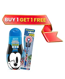 DUVON Mickey Mouse 2-in-1 Shampoo & Conditioner with Captain America Toothbrush - 250 ml