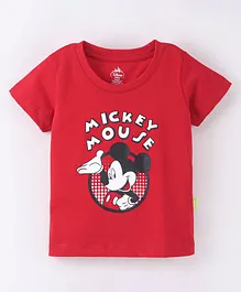 Bodycare Cotton Knit Half Sleeves T-Shirt Mickey Mouse Print - Crimson Red