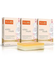 TULIPS Moisturizing Nourishing Refreshing Handmade Bathing Bar Soap with White Musk {Pack of 3} - 125 g each
