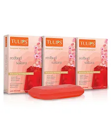 TULIPS Redbud & Sakura Handmade Bathing Bar Soap Gemstone Shape (Pack of 3) - 125 g each
