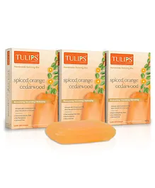 Tulips Spiced Orange & Cedarwood Handmade Bathing Bar Soap Gemstone Shape (pack of 3) - 125 g Each