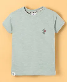 Ollypop Half Sleeves Sinker T-Shirt Boat Printed - Blue