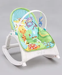 Newborn To Toddler Portable Baby Rocker With Music Vibration & Toys - Green