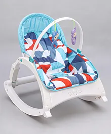Newborn To Toddler Portable Baby Rocker With Music Vibration & Toys - Blue & White