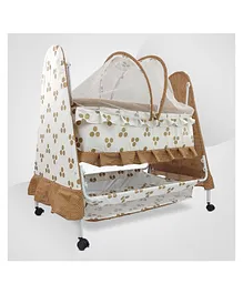 NHR New Born Baby Cradle With Mosquito Net - Brown