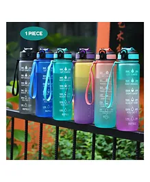 Puchku Water Bottle with Straw & Time Markings 1000 ml (Colour May Vary)