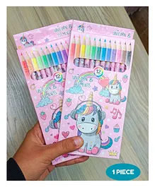 Puchku Unicorn pencil colors for kids' school stationery cute trendy quirky gift items 12 Pcs Set (Pack of 1 Unicorn Theme)