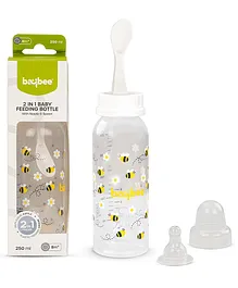 Baybee 2 in 1 Baby Feeding Bottle with Spoon Anti-Colic Silicone Nipple White - 250 ml