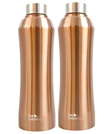 The Better Home Glacia SS Water Bottle Gold  Set of 2 - 1 L Each