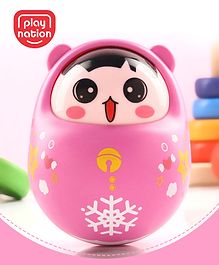 Play Nation Head Nodding Push and Shake Pink Roly Poly| Wobbling Bell Sounds For 8 Months+| Child Safe Material| Gifting Toy| BIS Certified