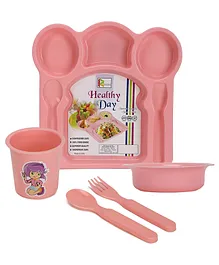Korbox Healthy Day Set Party Food Thali Dinnerware Divided Plates for Kids - Pink