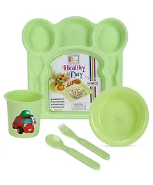 Korbox Healthy Day Set Party Food Thali Dinnerware Divided Plates for Kids - Green