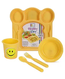 Korbox Healthy Day Set Party Food Thali Dinnerware Divided Plates Plastic BPA Free Sectional Holiday Dinner Plates - Yellow