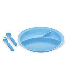 Korbox Party Food Thali Dinnerware Divided Plates for Kids Plastic BPA Free Sectional Holiday Dinner Plates Christmas Dishes for Kids Top Rack Dishwasher Safe- Blue