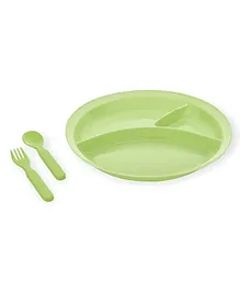 Korbox Party Food Thali Dinnerware Divided Plates for Kids Plastic BPA Free Sectional Holiday Dinner Plates Christmas Dishes for Kids Top Rack Dishwasher Safe- Green