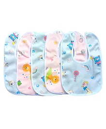 ADKD Baby Cotton Bibs Pack Of 5 - (Color & Design May Vary)