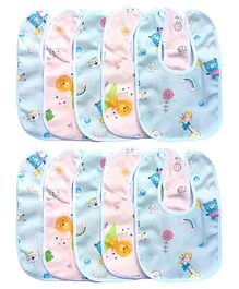 ADKD Baby Cotton Bibs Pack Of 10 - (Color & Design May Vary)