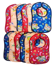 ADKD Baby Cotton Bibs Pack Of 12 - (Color & Design May Vary)