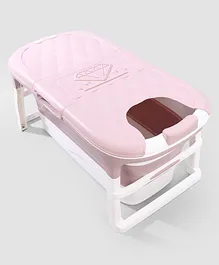 Foldable Baby Bath Tub With Temperature Meter Large - Pink