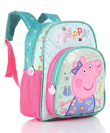 Peppa Pig Floral School Bag Green & Pink- Height 12 Inches (Print May Vary)