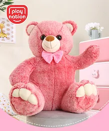 Play Nation Teddy Bear With Bow Soft Toy Pink - Height 45 cm
