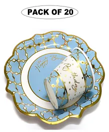 Shopping Time Blue Happy Birthday Paper Plate and Cups - Pack of 20