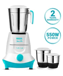 INALSA Mixer Grinder Jazz Pro 550W with 3 Stainless Steel Jars - White